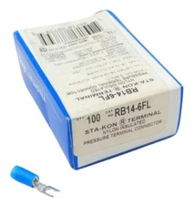 Thomas & Betts RB14-6FL Sta-Kon Fork Terminal 18-14AWG CU #6 Bolt - Box of (100)