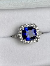 4.2 Ct Cushion-cut Sapphire Lab Created Dinner Ring Sterling Silver Size 7.5