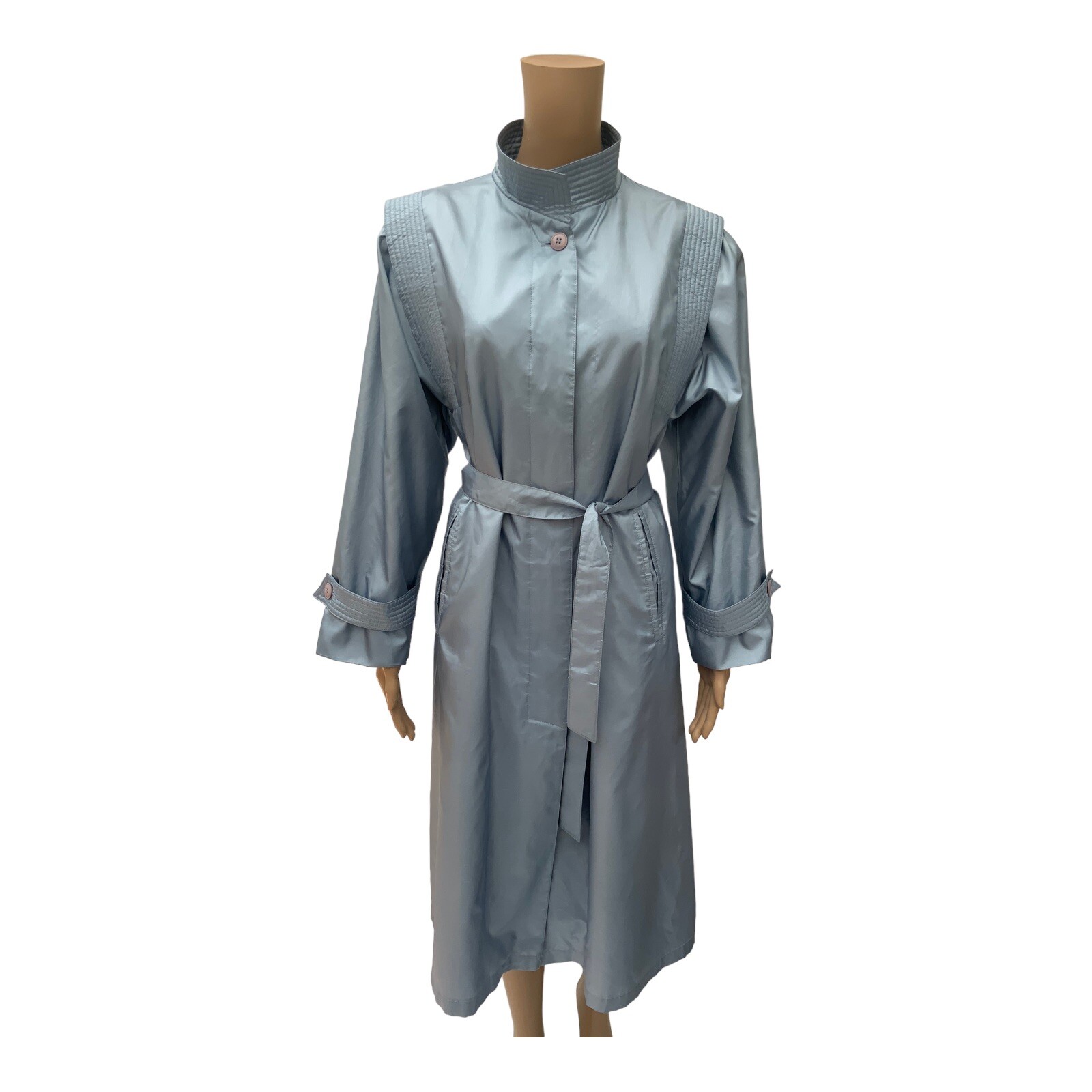 Women's Blue Belted Water-Resistant Trench Coat Size 12 by Antman-image