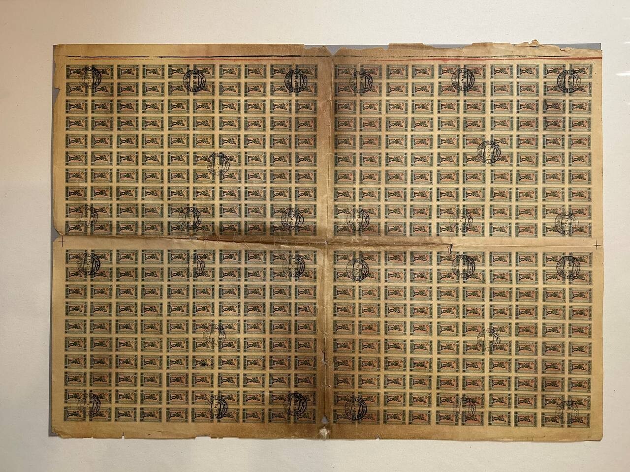 Azerbaijan 1919 whole printed sheet of stamps Lyapin#2 UNIQUE used