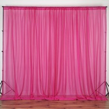 Fuchsia 10 x 10 ft Voile BACKDROP CURTAINS 2 Panels 5x10 ft Party Decorations