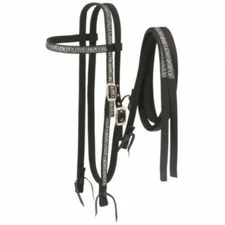 Tough 1 zebra pattern nylon horse size headstall and reins horse tack 42-9975