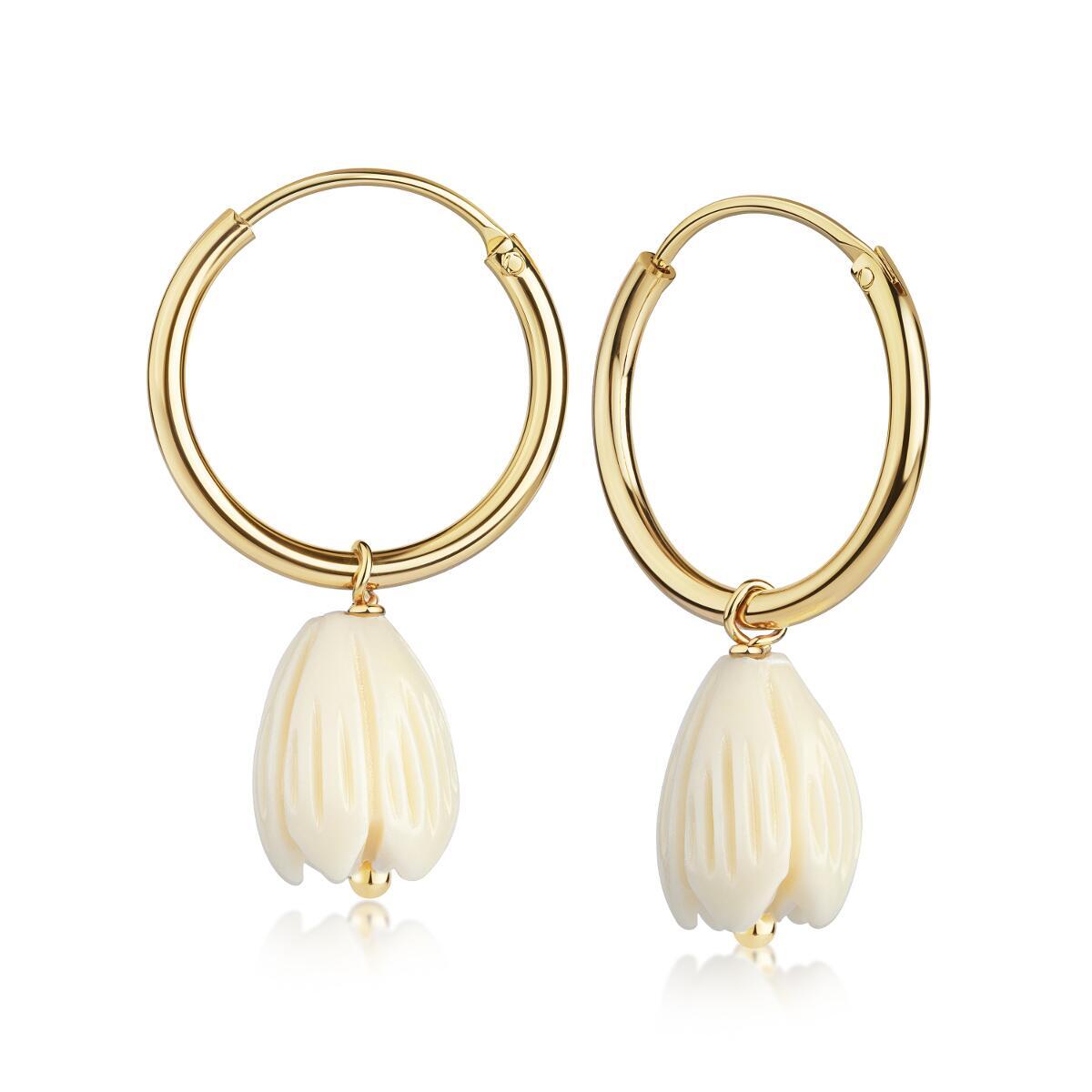 Orecchini da Donna Placcato Oro Fiore 24 Carato Magnolie Simbolo