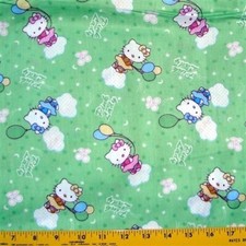 Hello Kitty - Pink Lady Balloon Green 63" Wide Cotton Fabric By The Yard