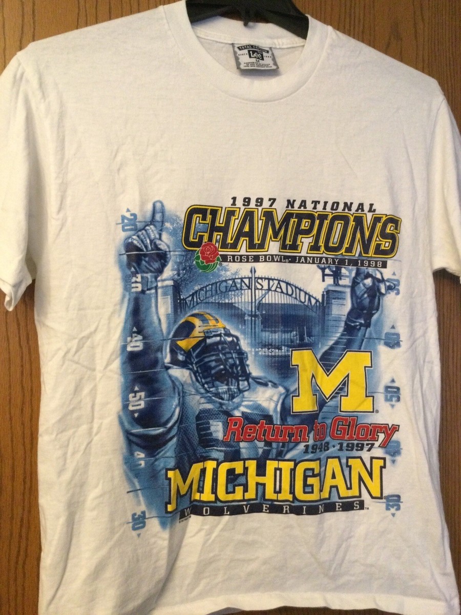 U of M- 1997 Nat'l Campions - Rose Bowl 1/1/98 - White Shirt - M
