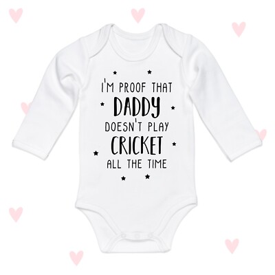 Cricket Papa Baby mitwachsen Sport Motiv Geschenke Babyparty Jungen Mädchen Langarm