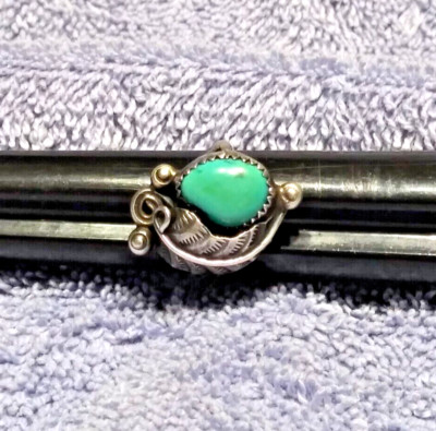 Vintage Ring Turquoise Sterling Silver Size 6 .5 Navajo Artisan 5.2 Gm