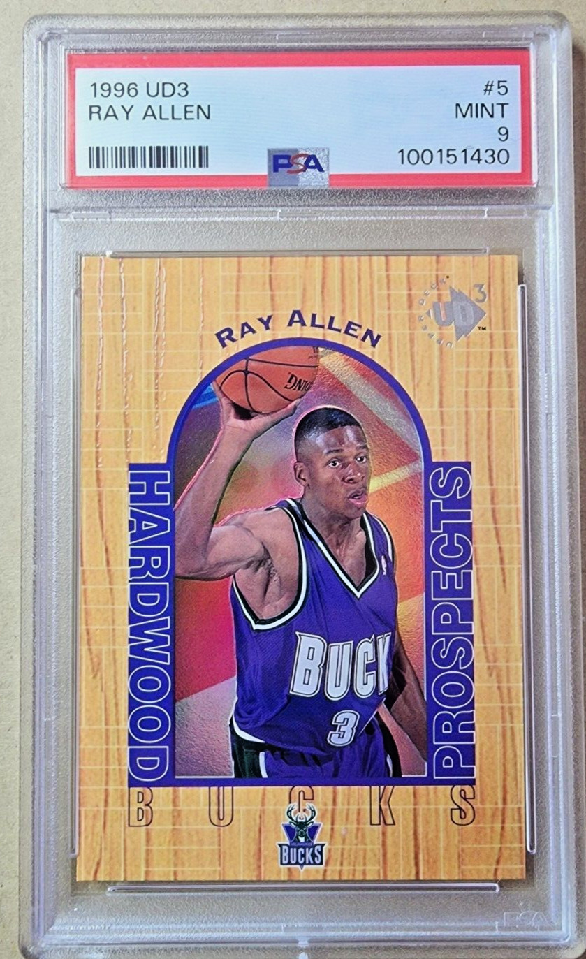 1996-97 Upper Deck UD3 Hardwood Prospects Rookie #5 Ray Allen PSA Mint 9 Bucks