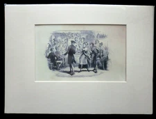 Original Victorian John Leech Print (c1880) People in a Tavern - Mounted