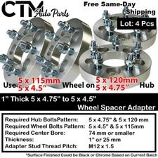 4x 1" Thick 5x4.75(5x120) to 5x4.5(5x115) Wheel Spacer Adapter Acura Honda Tesla
