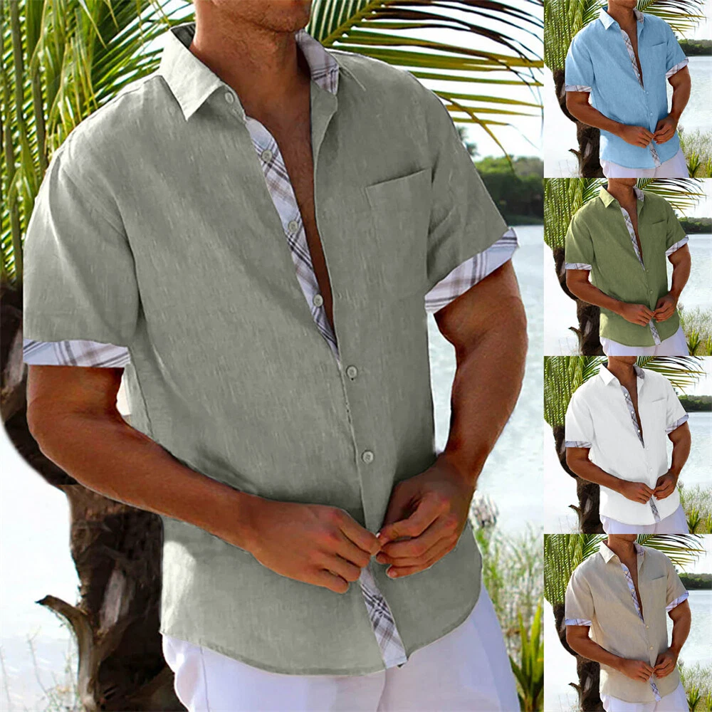 Men's Hawaiian Holiday Shirt Casual Shirts Short Sleeve Button Down Tops Blouse
