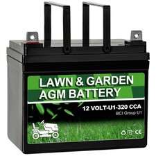Lawn Garden AGM Battery Group U1, 12 Volt 320CCA,Rechargeable SLA Starting Ba...