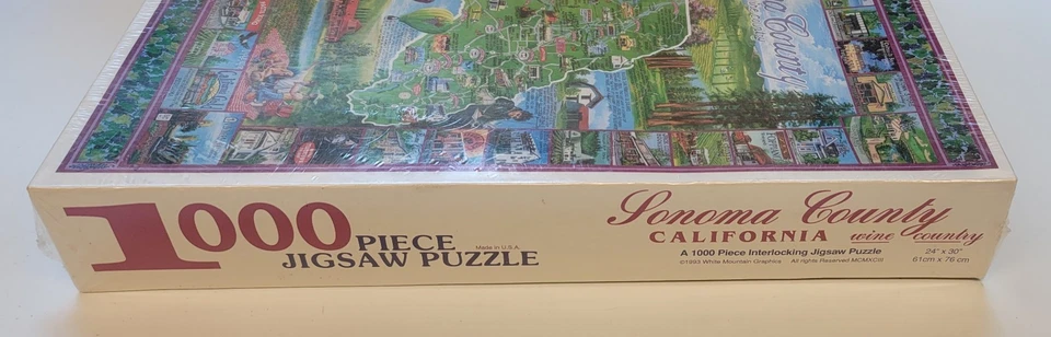 HTF NEW Sonoma County White Mountain Wine Country California Map Puzzle 1000 Pc - Image 4 of 4