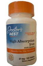 Doctor's Best High Absorption Iron Tablet with 120 Count (Pack of 1) 