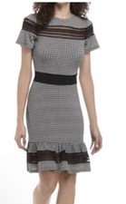 NWOT Michael Kors Mesh Combo Flounce Hem Dress Sz 0X