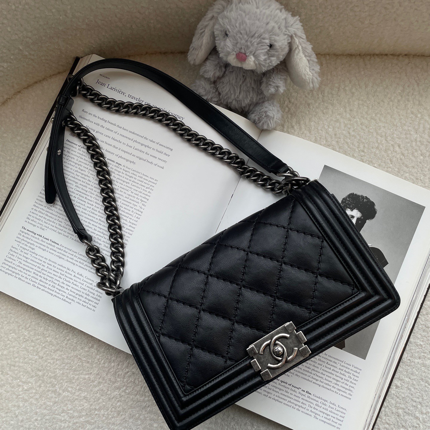 CHANEL Le Boy Medium Flap Bag in Black