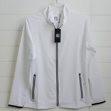 FootJoy Womens Lightweight Woven Golf Jacket Size Medium White Black Trim NEW 