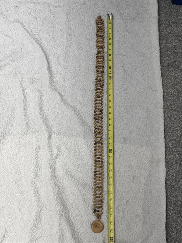 Vintage Woman’s Bohemian Wooden Beaded Linked Woven Pattern Belt (M/L) - Image 2 of 4
