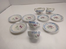 Vintage 10pc Of A MINIATURE TEA SET Porcelain Floral Scene -Japan In Red
