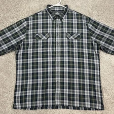 Croft & Barrow Shirt Mens XL Green Blue Plaid Quick Dry Outdoor Vented Pocket