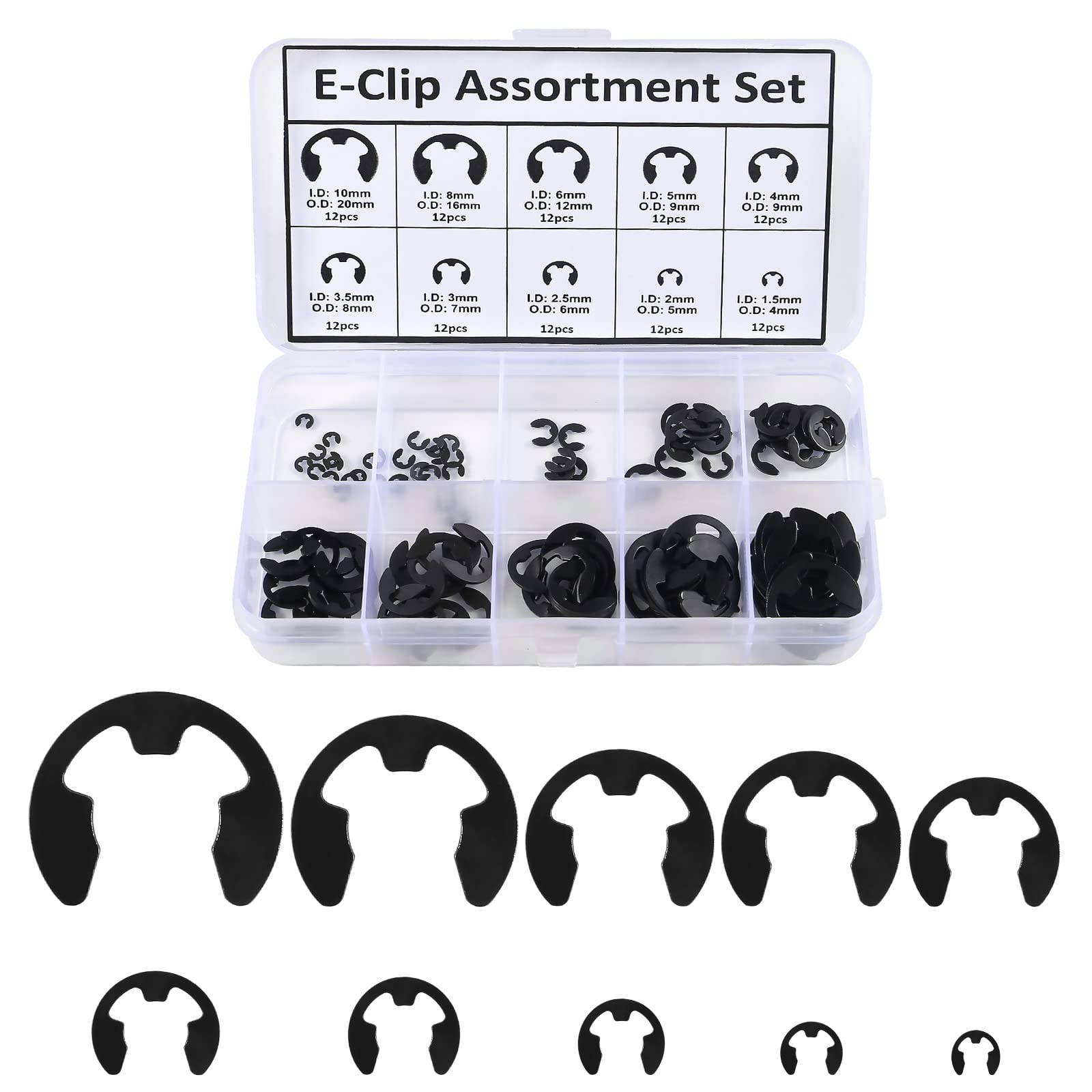 DIANN 120pcs EClip Assortment Kit EClip External Retaining Ring Assortment Se...