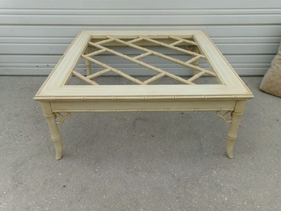 Fretwork Faux Bamboo coffee Table Chinoiserie Chippendale Regency Thomasville