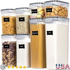 Airtight Food Storage Containers Set W/ Labels Pantry Kitchen Organization New