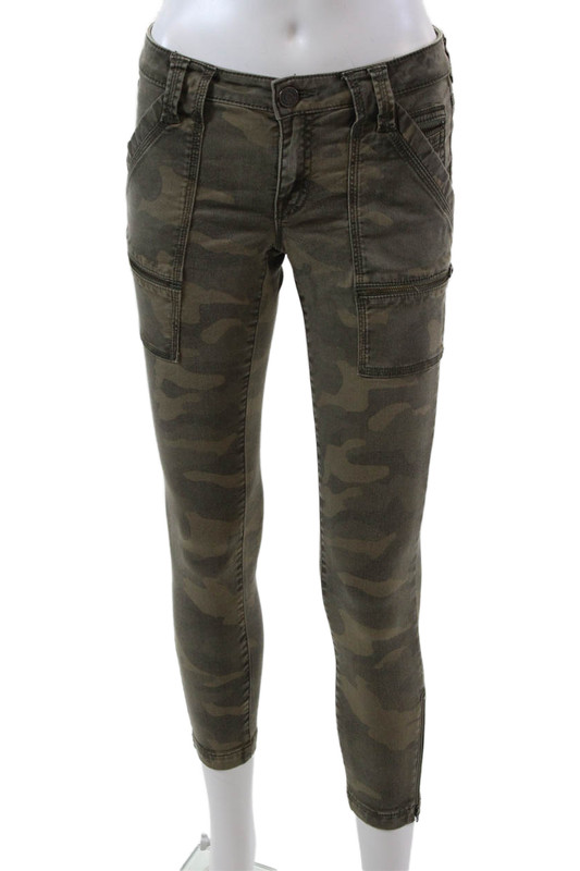 Joie Womens Zipper Fly Mid Rise Camouflage Skinny Crop Jeans Brown Size 25