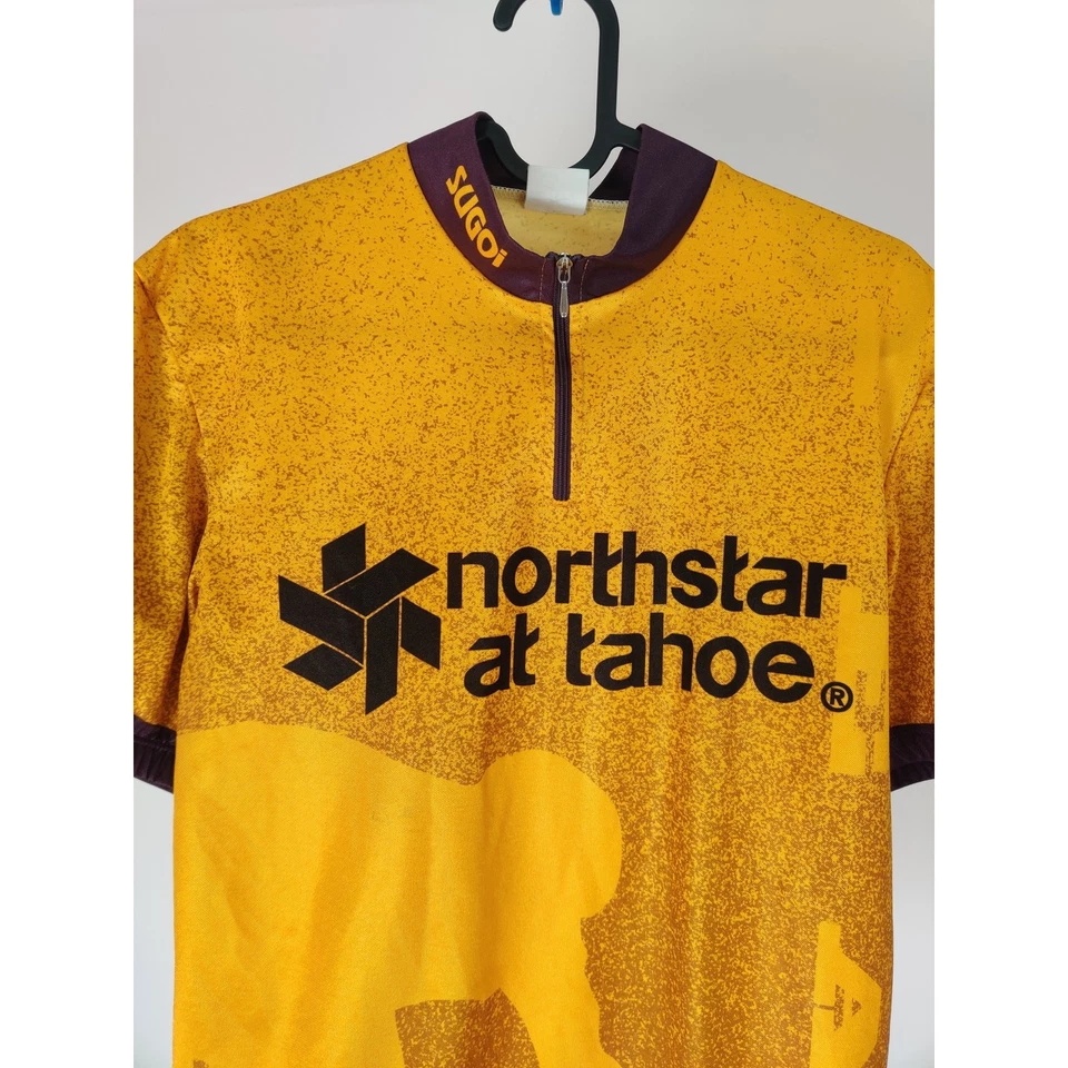 Винтажная велосипедная майка ретро Sugoi — желтая — стиль 80-х/90-х — размер M - Изображение 3 из 4
