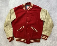Vintage 70s Ripon Varsity Letterman Jacket Size 42 Red
