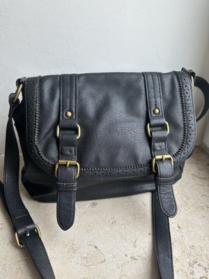 Vintage Damen Schultertasche Hobotasche Umhängetasche Schwarz Gold Schnallen
