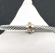 David Yurman Renaissance Bracelet with Pink Tourmaline, Rhodolite Garnet and 14k