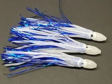 3pc LOT - Hoochie Squid with Mylar Tinsel Skirt - Salmon Trout Twinkle