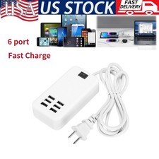 Multi 6 Port USB Hub Fast Wall Charger StationFast Charging AC Power Adapter US