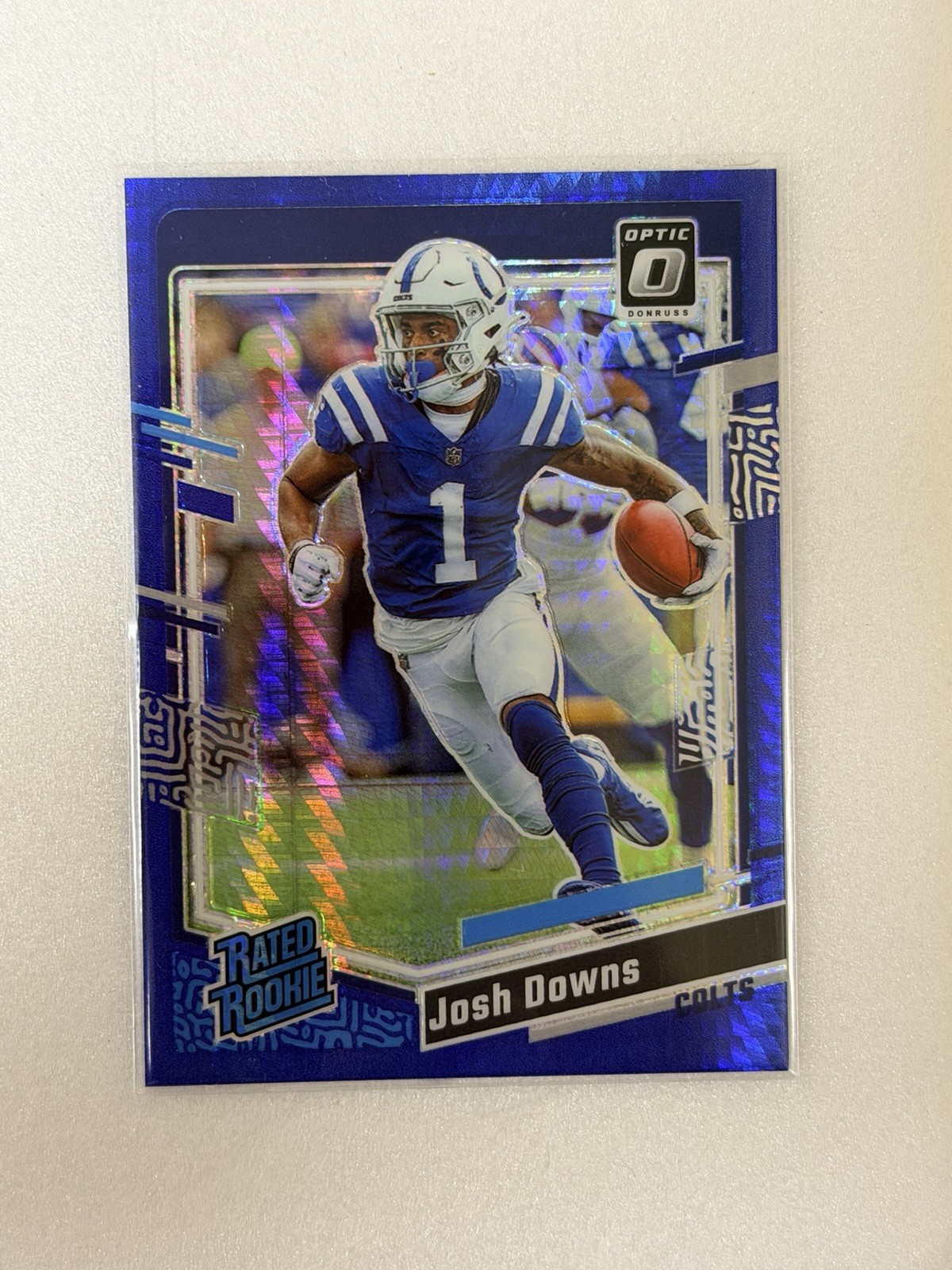 2023 Panini Donruss Optic - Rated Rookie Josh Downs #248 Blue Hyper Prizm (RC)