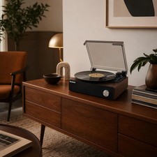 Vinyl Record Player with Built-in Speakers, Hi-Fi Belt-Drive Bluetooth Turntable