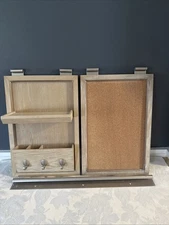 Pottery Barn Bedford  Wall Organizer Key Holder Cork Board Gray + Rails  2PC