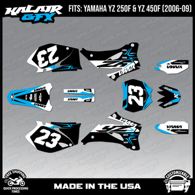 Graphics Kit for Yamaha YZ250F YZ450F (2006-2009)  Evader Series - Cyan