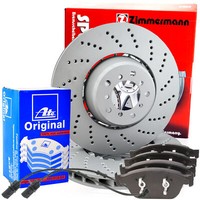 2X Zimmermann 100.3363.70 Bremsscheiben + ATE Ceramic BeläGe Vorne FüR Audi A8