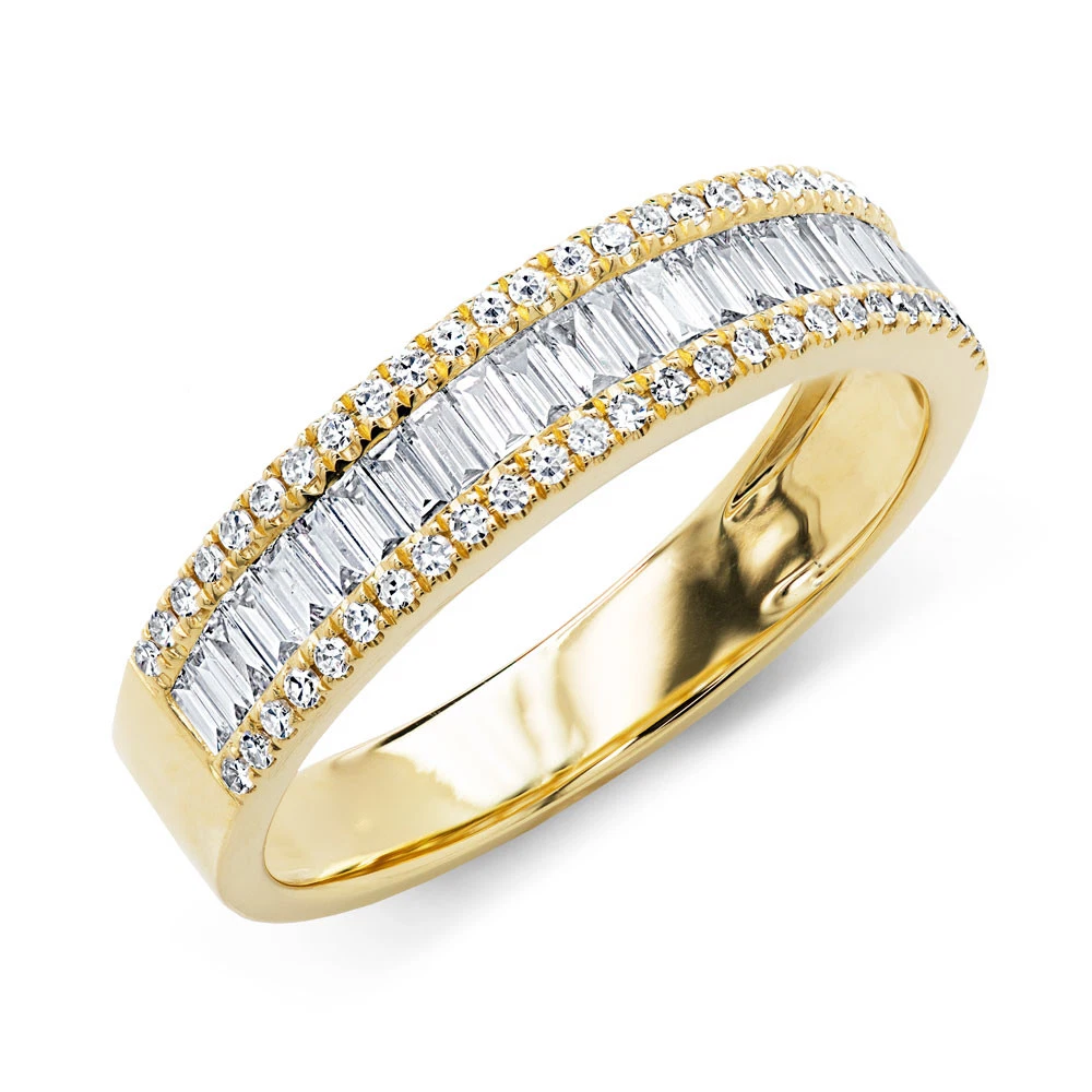 Baguette diamond band yellow deals gold