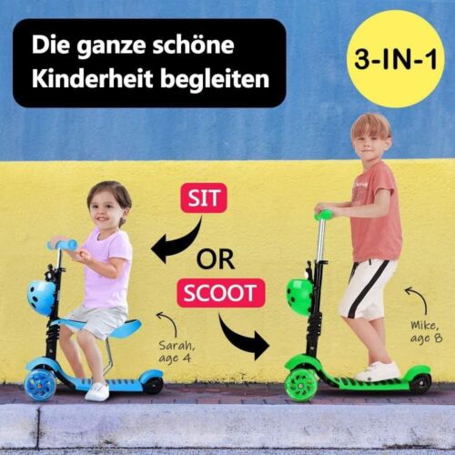 LED Räder Kinderroller Scooter Tretroller Kinderroller Cityroller Dreiradscooter - Bild 3 von 35