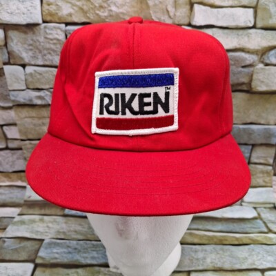 Vintage Riken Tires Trucker Hat Red Patch Snapback Cap Swingster Made In USA 