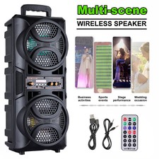 Dual 6.5'' Bluetooth Party Speaker Loud Sound Subwoofer Heavy Bass System w/ Mic