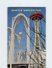 Postcard US Science Building Spires & Space Needle Seattle World's Fair WA USA