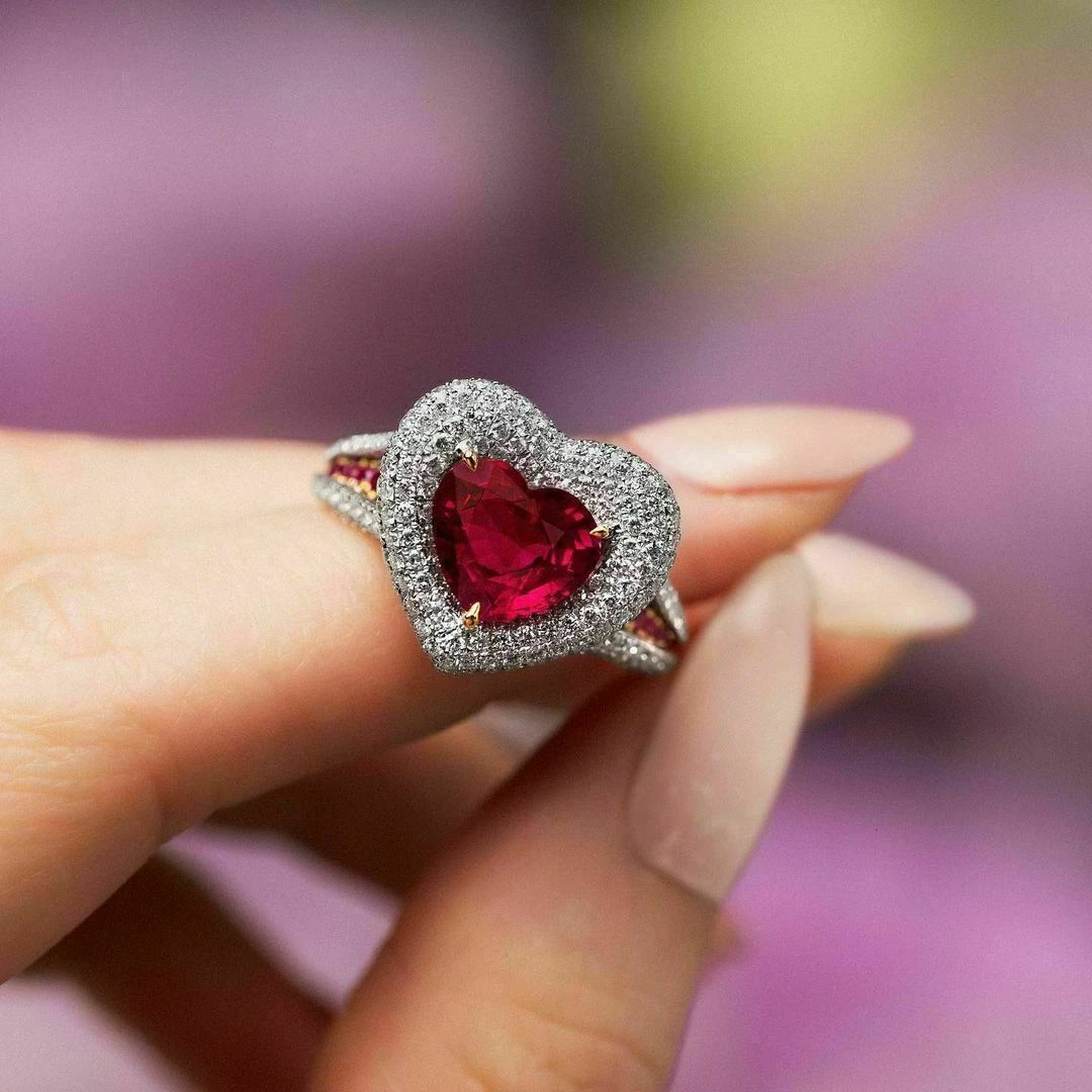 Red diamond cheap engagement ring