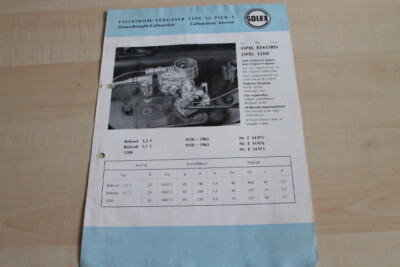 139286) Solex Type 32 PDSI - Opel - Prospekt 196?