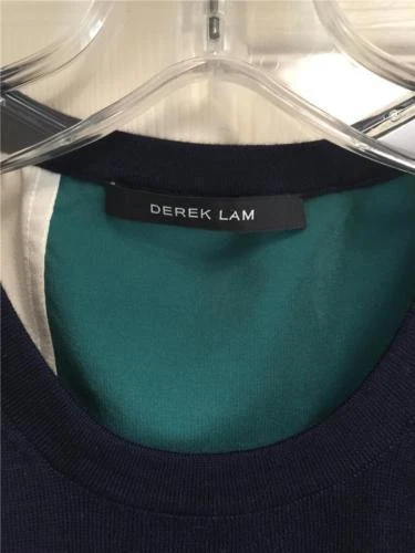 Derek Lam Navy Sleeveless Sweater with Green and Creme Silk Colorblock Back $695 - Image 3 of 3