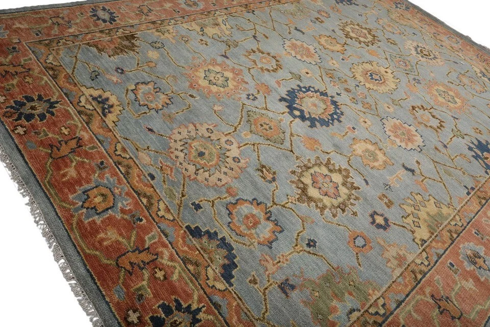 LoomBloom Multi Size Turkish Oushak Hand Knotted Wool Traditional Area Rug Blue - Image 2 of 4