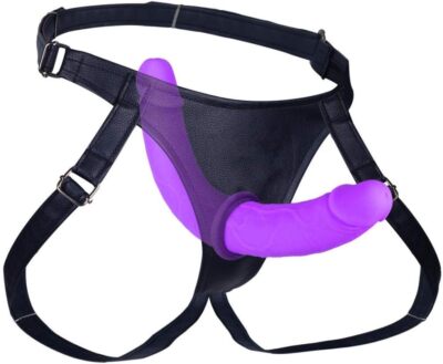 Strap on Doppeldildo Größe L mit Leder Gurte Penis Hose Silikon Double Dildo  Don