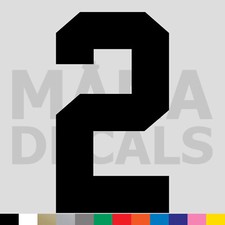 Number Two 2 Vinyl Die Cut Decal Sticker - Jersey Sport Athlete Varsity